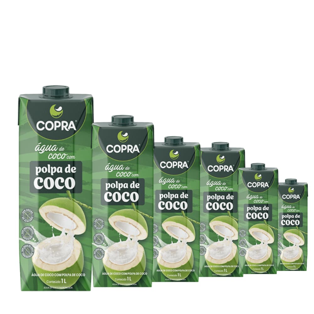 Kit6 Água de Coco Copra 1L com Polpa Natural Bebida Refrescante