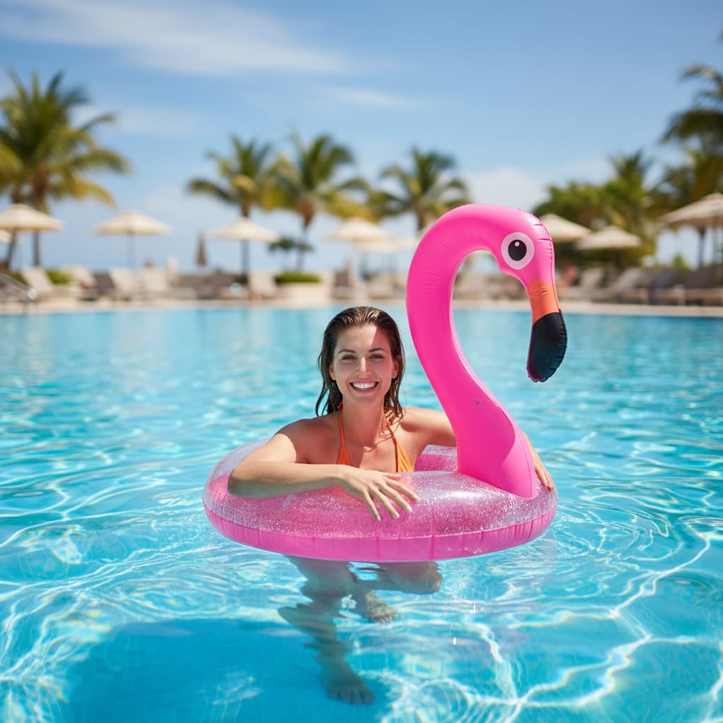 Boia Flamingo Com Glitter Grande Piscina Inflável Famosas