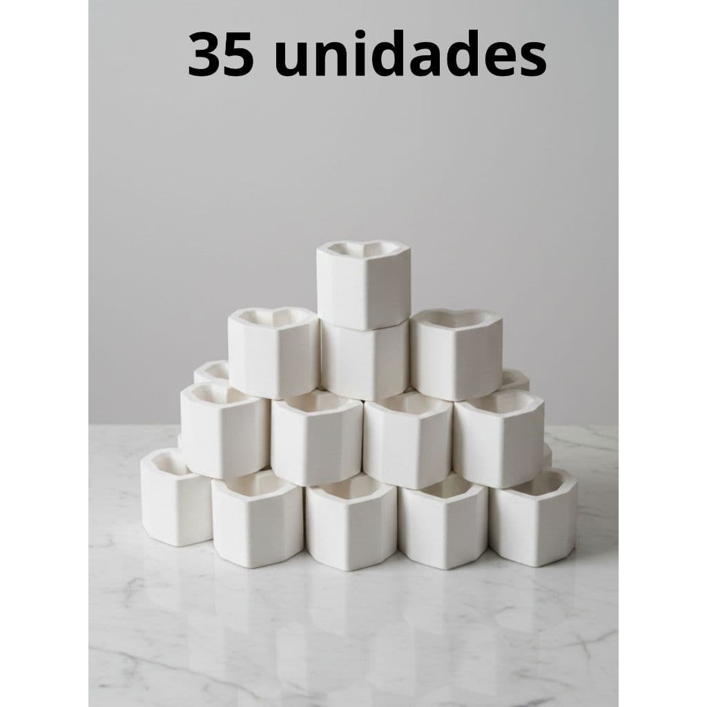 KIT 35 vasinhos CORAÇÃO de gesso para presentes e lembrancinhas, porta-velas e suculenta
