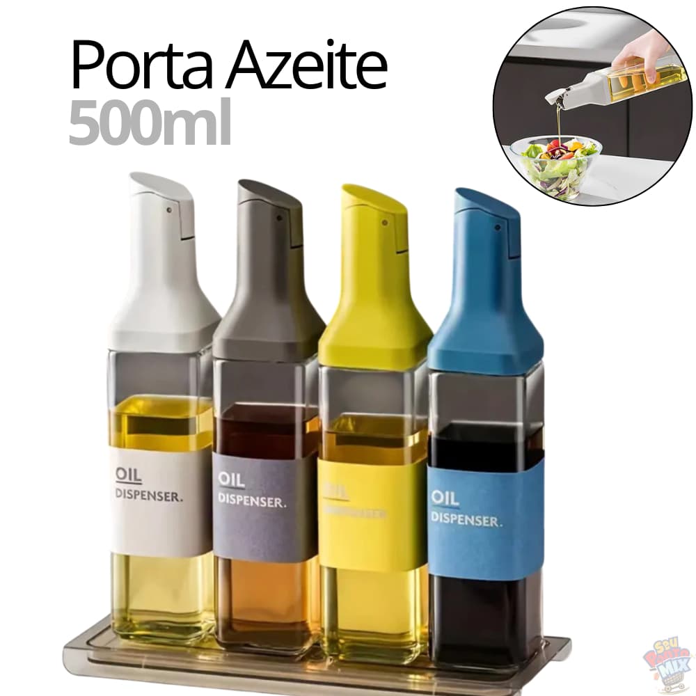 Kit Porta Azeite Galheteiro 500ml de Vidro com Bico Dosador - Para Óleo, Vinagre e Molhos
