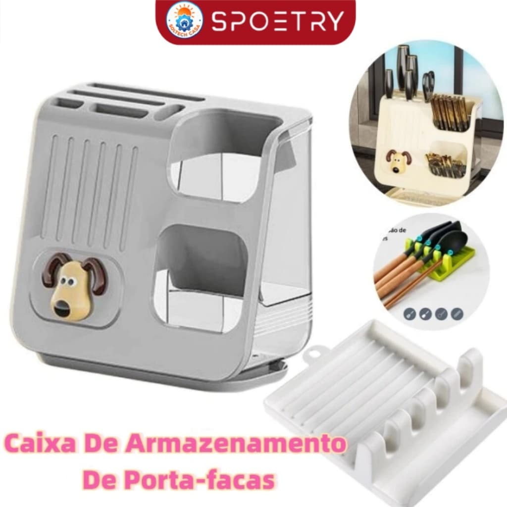 Caixa De Armazenamento De Porta-facas Multifuncional Escorredor De Talheres Para Organizador Porta Talheres