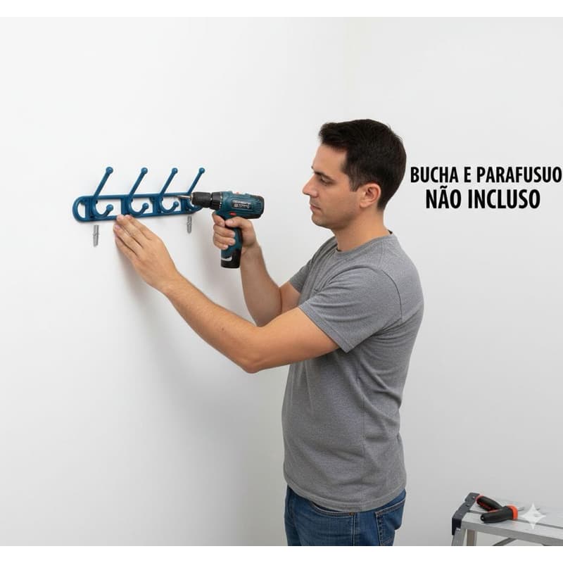 Cabideiro Pendurador De Roupas e Acessórios Com Prateleira com 4 pinos