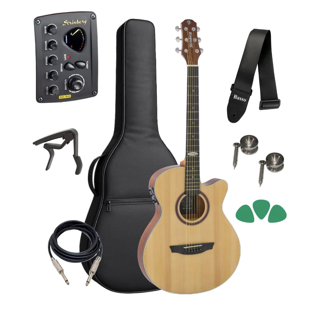 Violão Strinberg Flat Sf200c Natural Kit Capa Acessórios