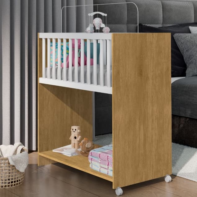 Mini Berço Com Colchão Baby Multifuncional 2 em 1 Chiqueirinho Quarto Infantil