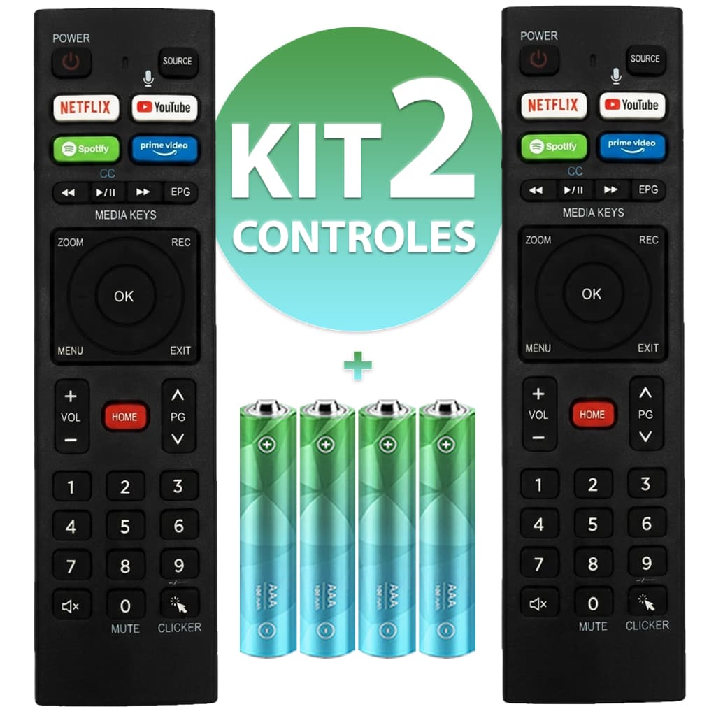 Kit Controle remoto compatível TV HQ SMART Hqs32nkh Hqs43nkh Hk320df