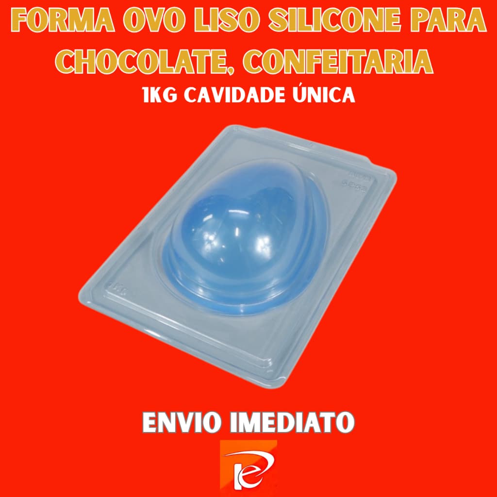 Forma Ovo Liso 1KG Cavidade Única – Silicone para Chocolate, Confeitaria e Decoração – BWB