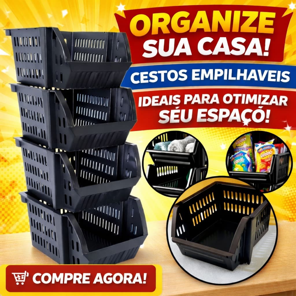 Kit 5/15/20 Caixa Bin Prateleira Cesto Organizadora mini Plástica Empilhável Preto
