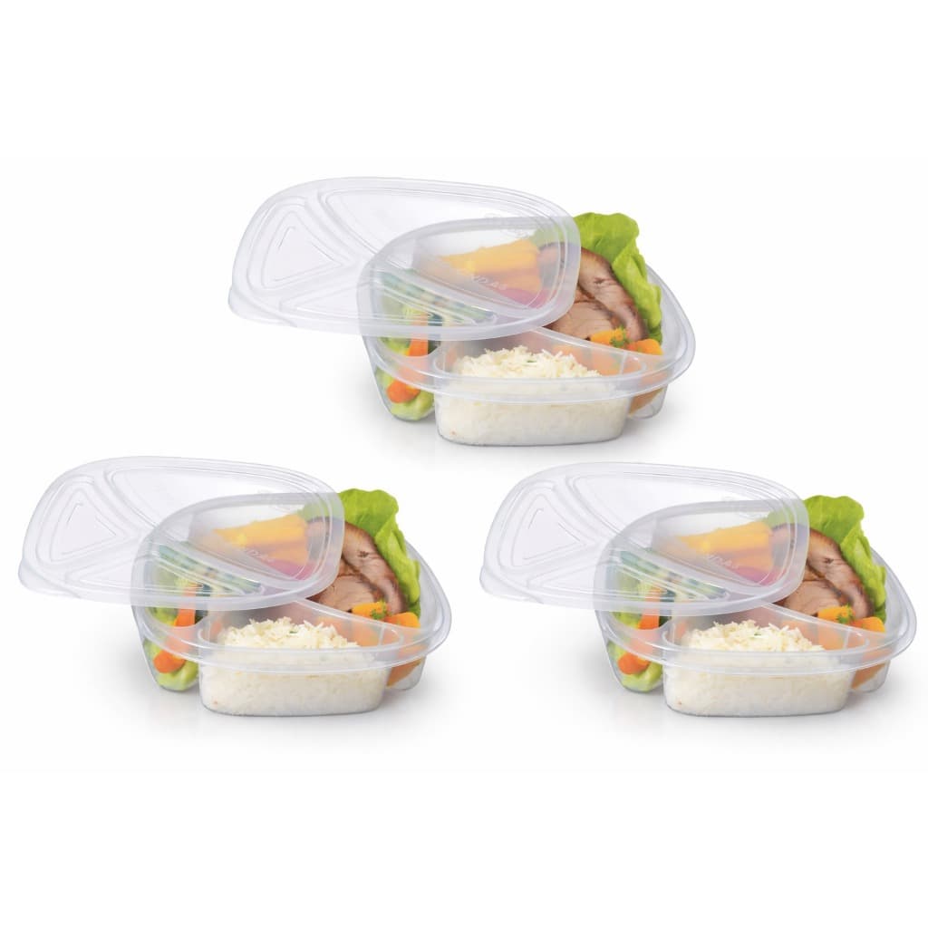 Kit 3 Potes Marmitas Trabalho Alimentos Microondas Freezer