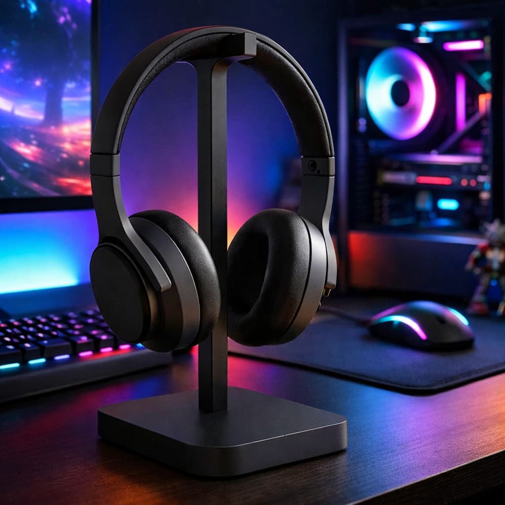 Suporte para Headset Gamer de Mesa Universal | Porta Fone Headphone Minimalista Elegante para Setup PC PS5 Xbox