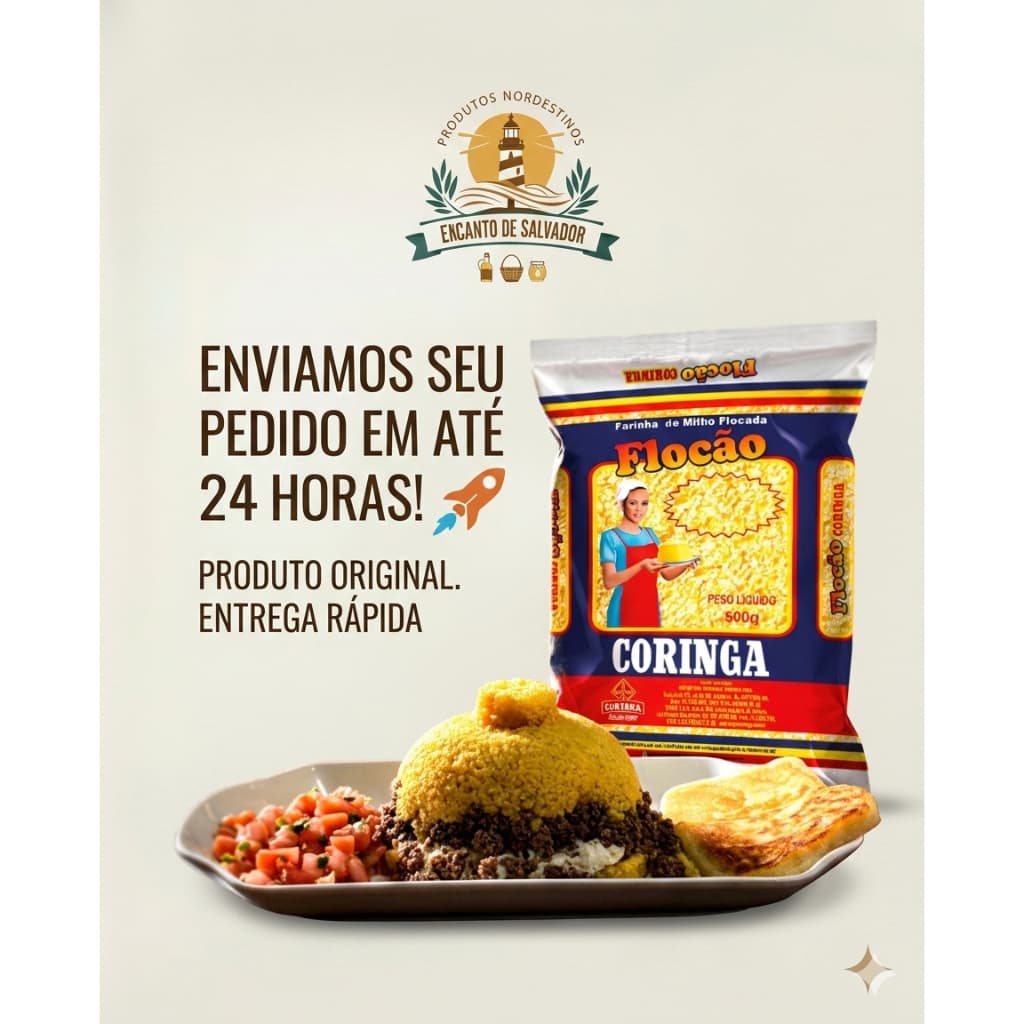 Flocão de Milho Coringa 500g Cuscuz - kit com 05 unidades de 500g cada