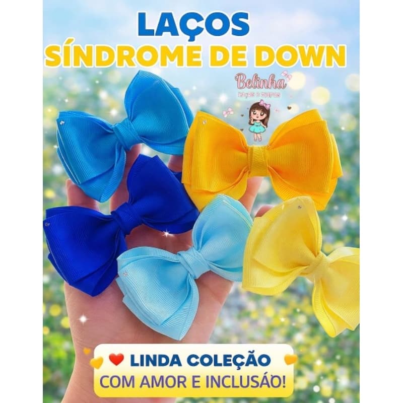 Laço Síndrome Dow de Luxo | Laço Infantil para Bebê e Menina | Acessório Festa e Fotos