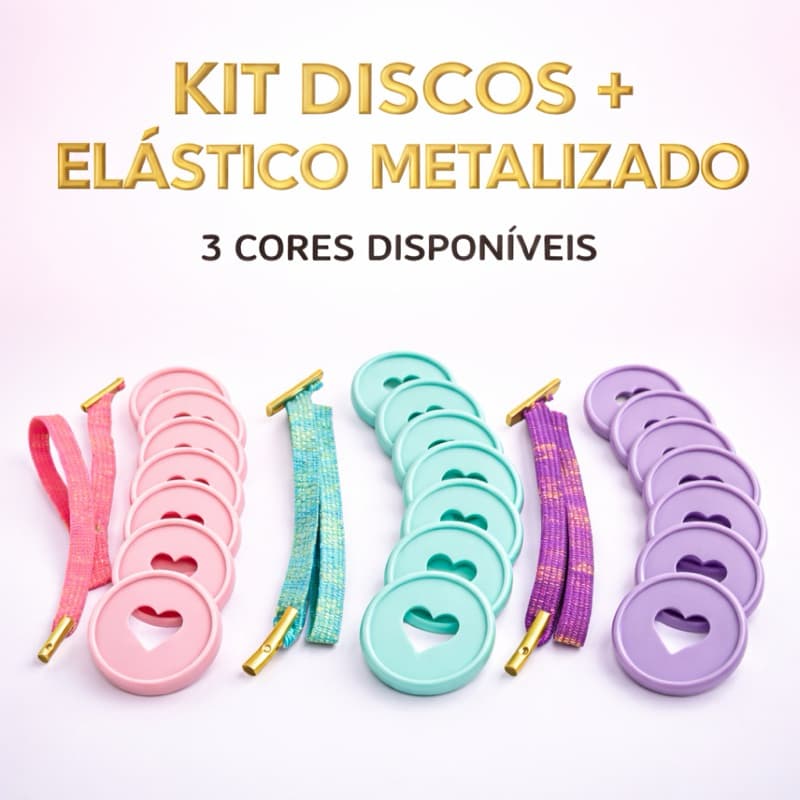 Kit Discos + Elástico Brilho para cadernos e Planner