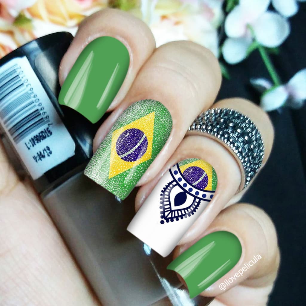 Adesivos de unhas Copa do mundo Brasil cartela com 12 películas CPM - 1039   / Adesivos,películas,unhas,nails art,unhas