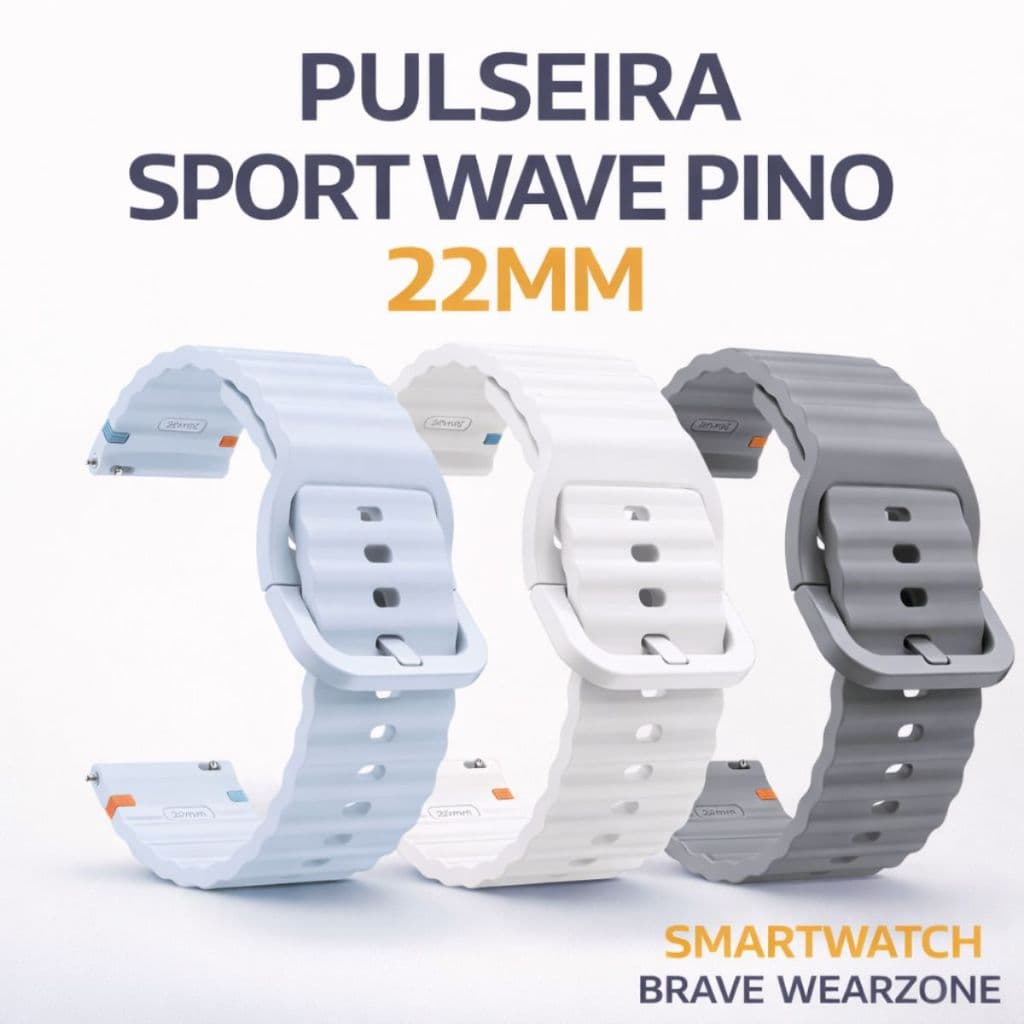 PULSEIRA PARA RELÓGIO INTELIGENTE BRAVE WEARZONE WAVE PINO SILICONE 22MM - CONFORTÁVEL E DURÁVEL