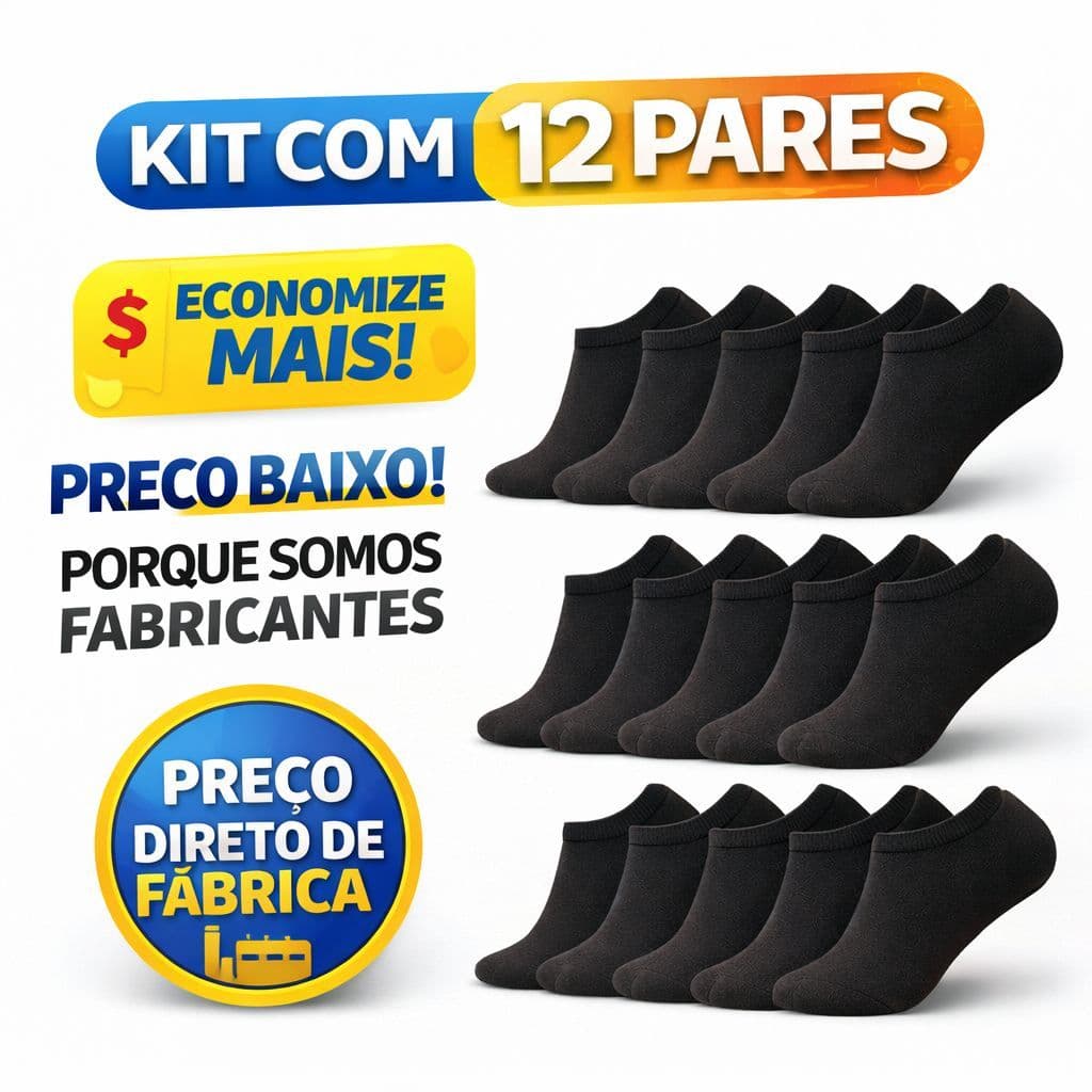 Kit 12 Pares Meia Soquete Cano Curto Caminhada Dia a Dia Academia Diversas Cores Preto Branca 38 Ao 44  Direto Fábrica