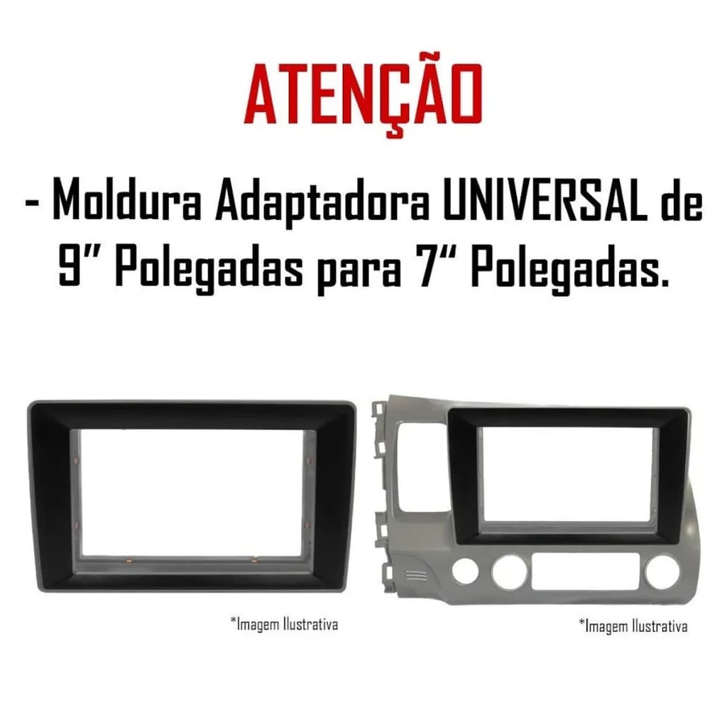 MOLDURA DE PAINEL REDUTOR ADAPTADORA 9 POL PARA 7 POLEGADAS MULTIMÍDIA UNIVERSAL