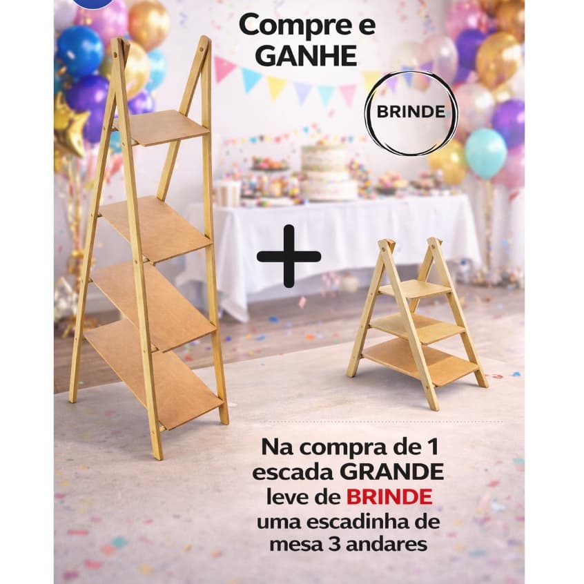 Escada De Festa Com 4 Andares Para Chão Mdf Doces Lembrancinhas MAIS BRINDE