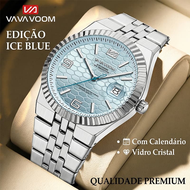 Relógio Masculino VAVA VOOM Original 2981 Aço Maciço Vidro Cristal Presente Pronta Entrega