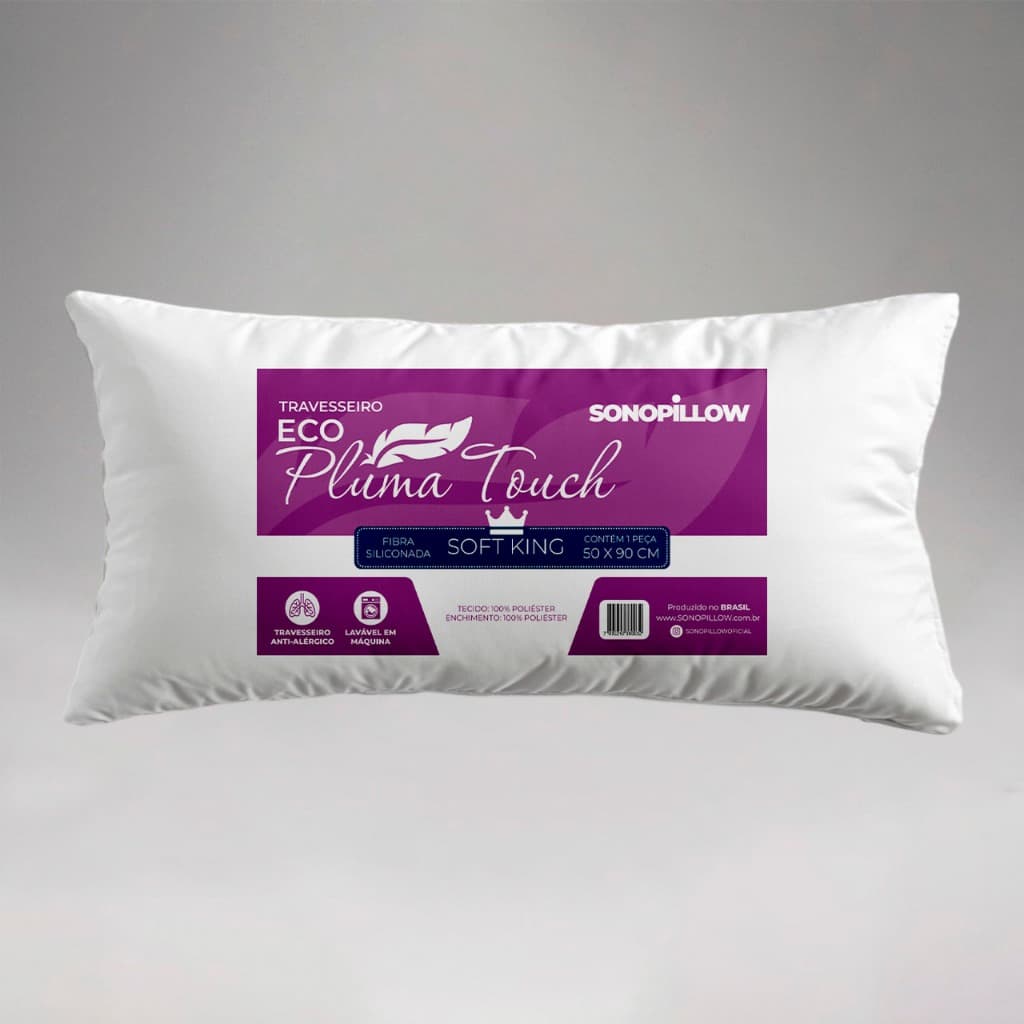 Travesseiro King Grande Antialérgico 50x90 Lavável Linha Hotel Branco Super Fofo