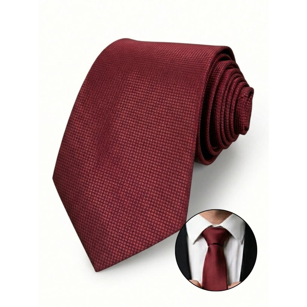 Gravata Masculina Social Marsala Bordô Trabalhada Quadriculada Para Padrinhos de Casamento e Noivo