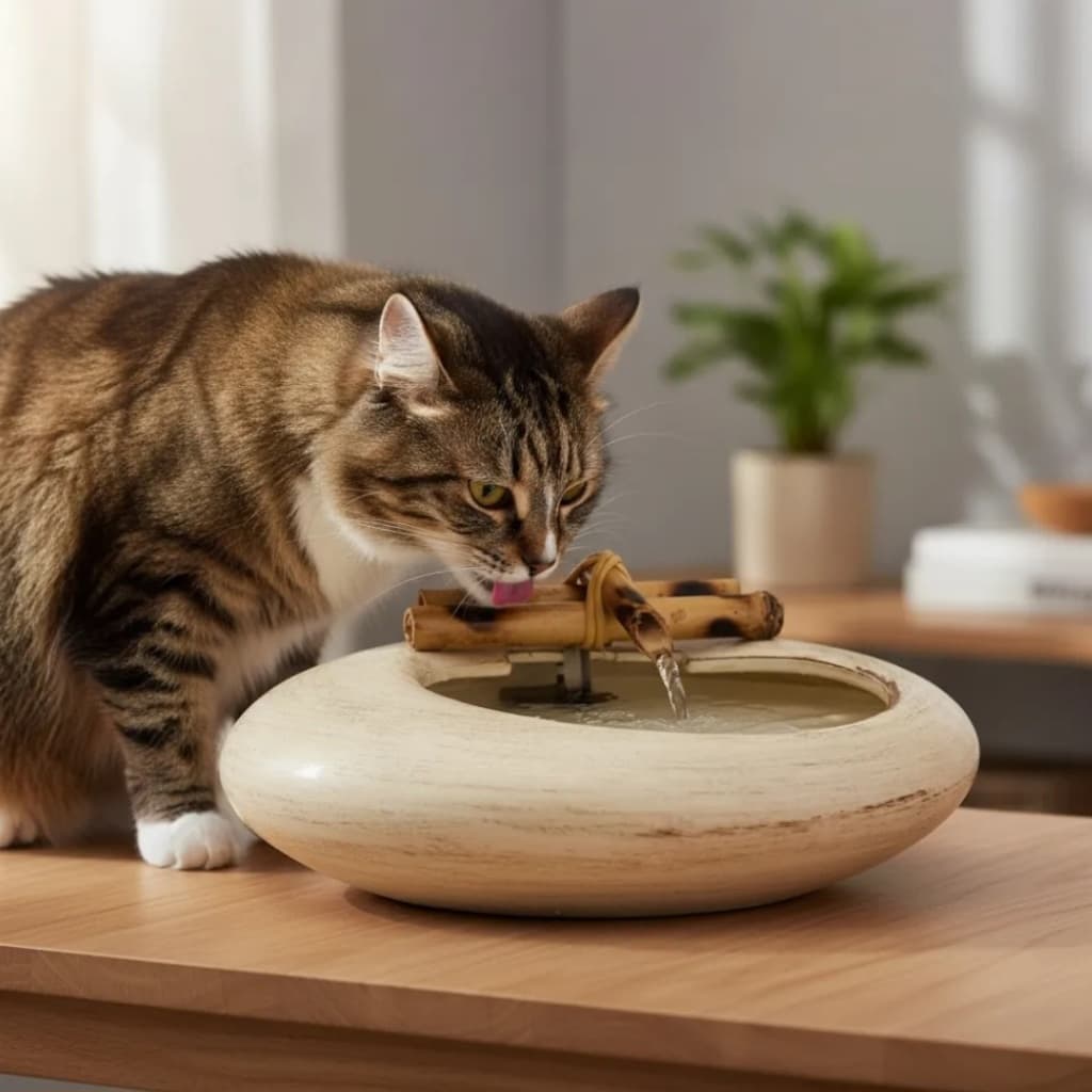 Fonte de água em cerâmica cascata bambu grande para gatos 110v e 220v