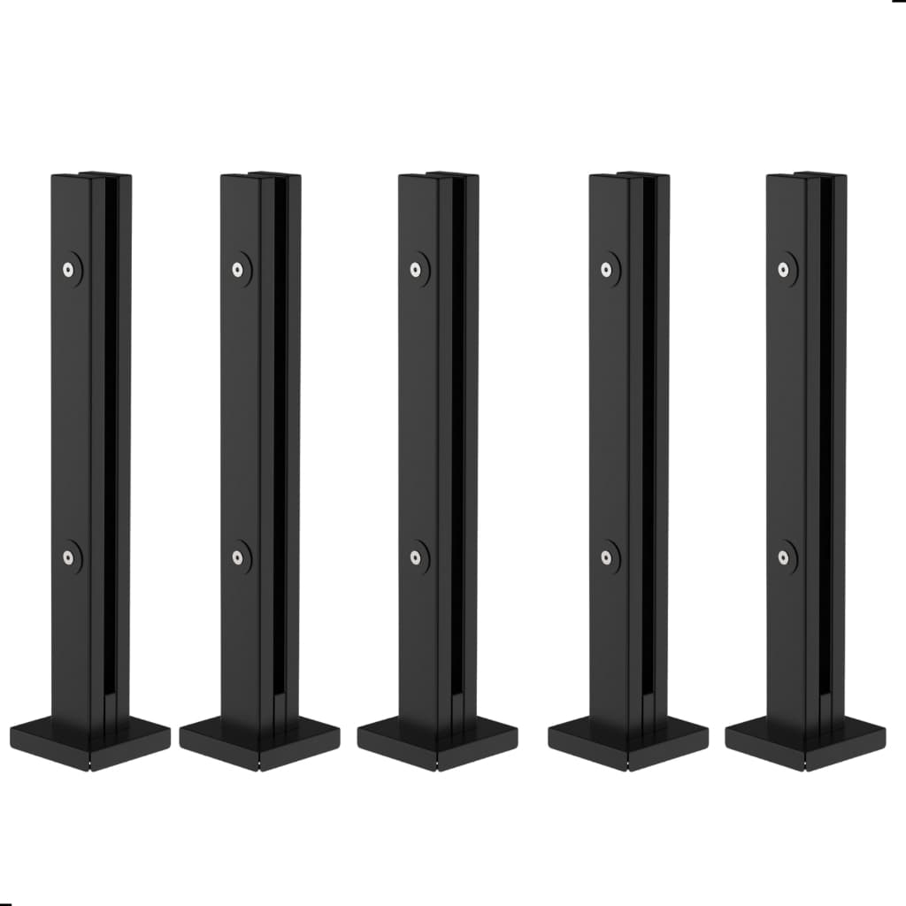Kit 5 Torre Guarda Corpo Coluna Pinça Preto 40cm Para Vidro