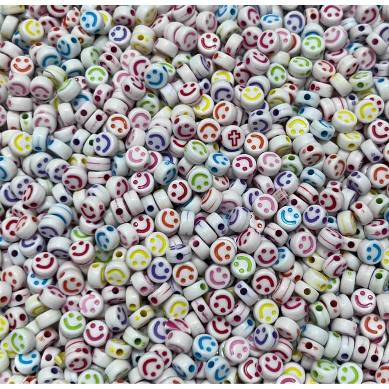 Smile miçanga colorida entremeio passante carinha sorriso para bijuteria