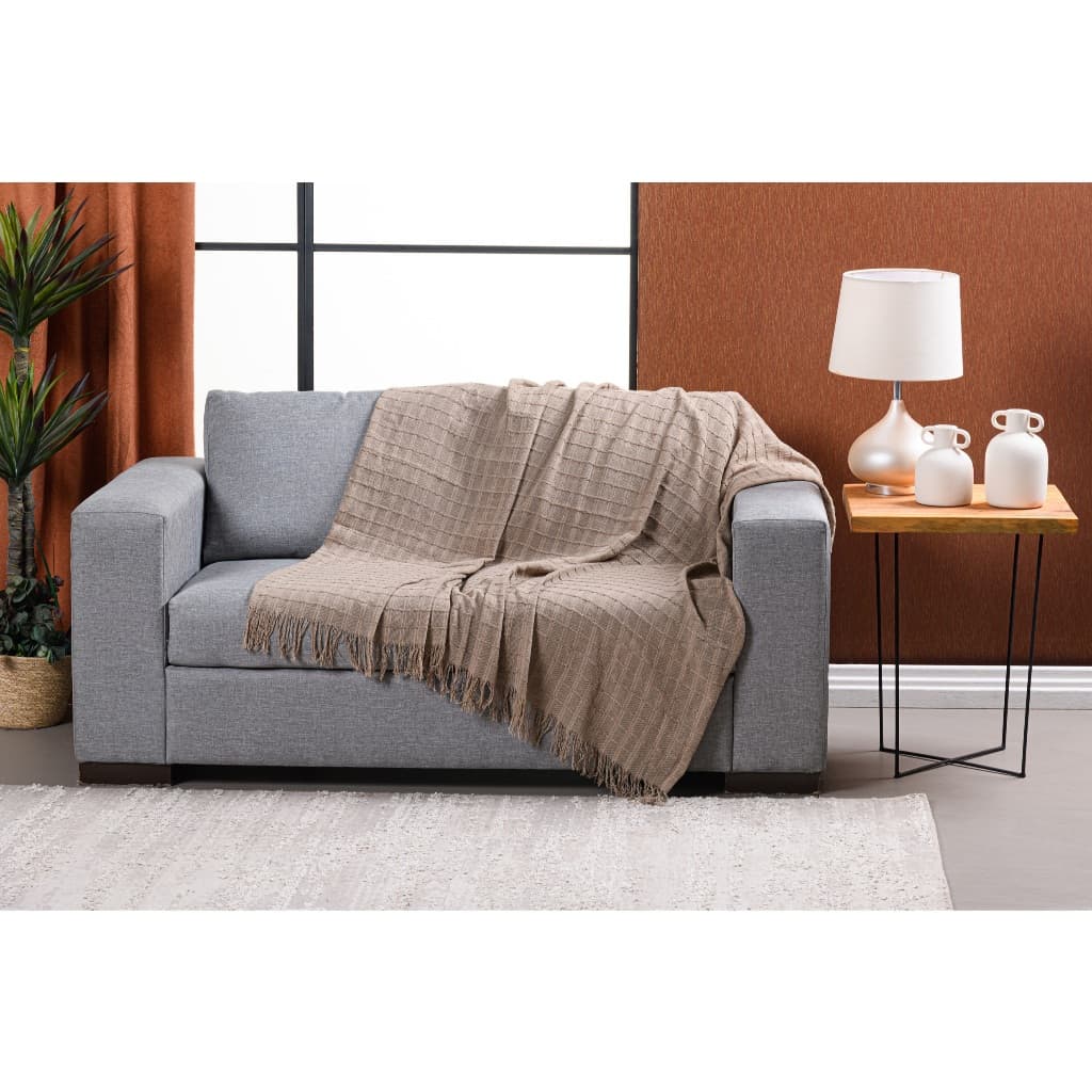Manta para Sofá 1,70x1,40 e Peseira Cama - 100% Algodão com Franja Decorativa Macia e Elegante