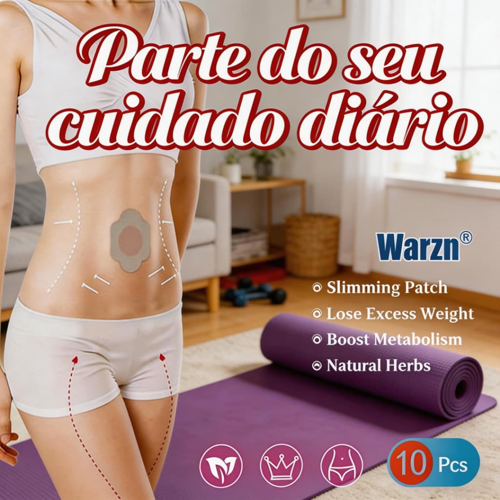 Adesivo Abdominal Herbal para Auxiliar no Controle de Peso Uso no Umbigo 10 Unidades Warzn