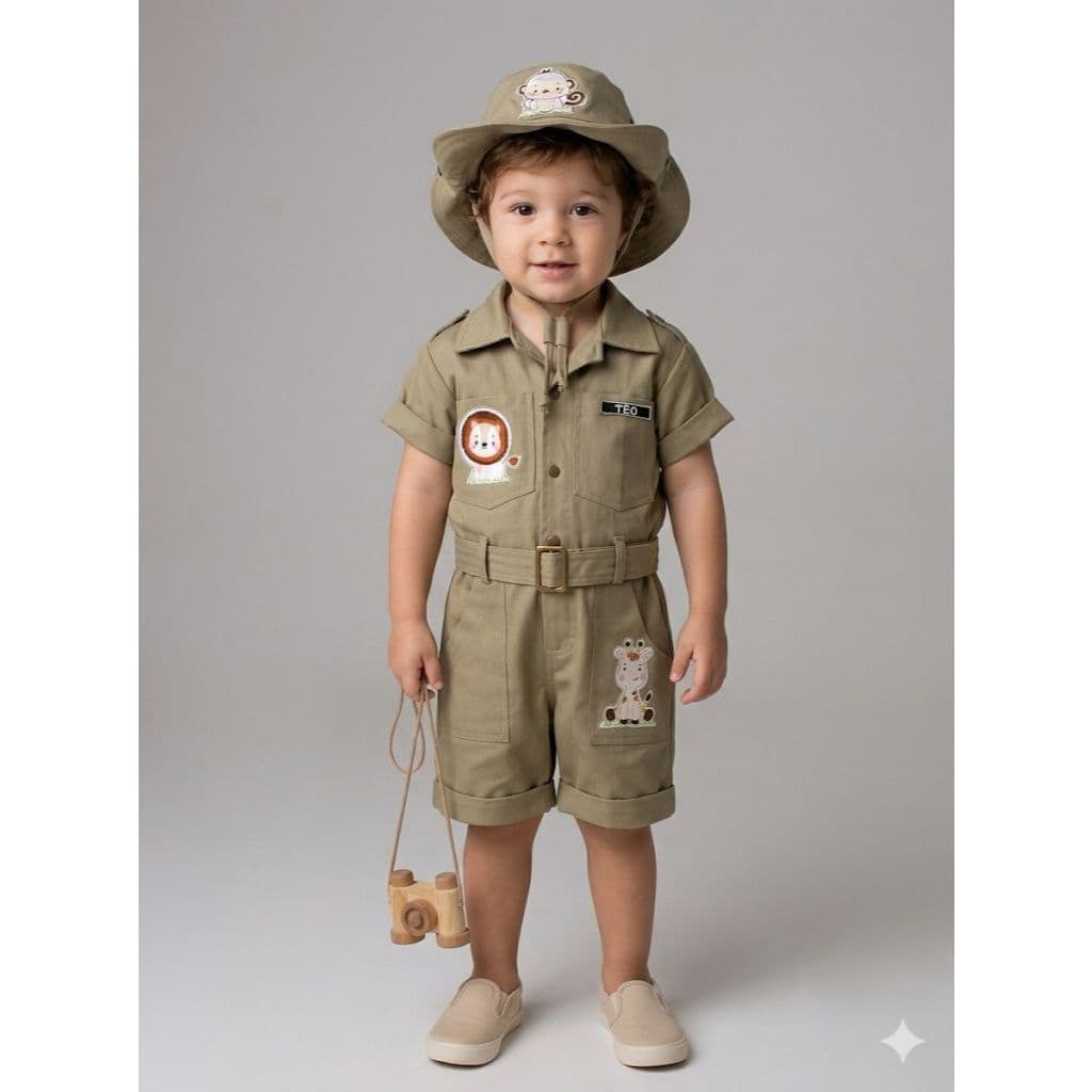Macacão Infantil Safari com Chapéu