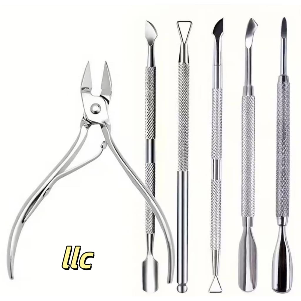 Tesouras de Unhas em Aço Inoxidável, Cortadores e Empurradores de Cutículas Multifuncionais para Kits de Manicure e Cuid