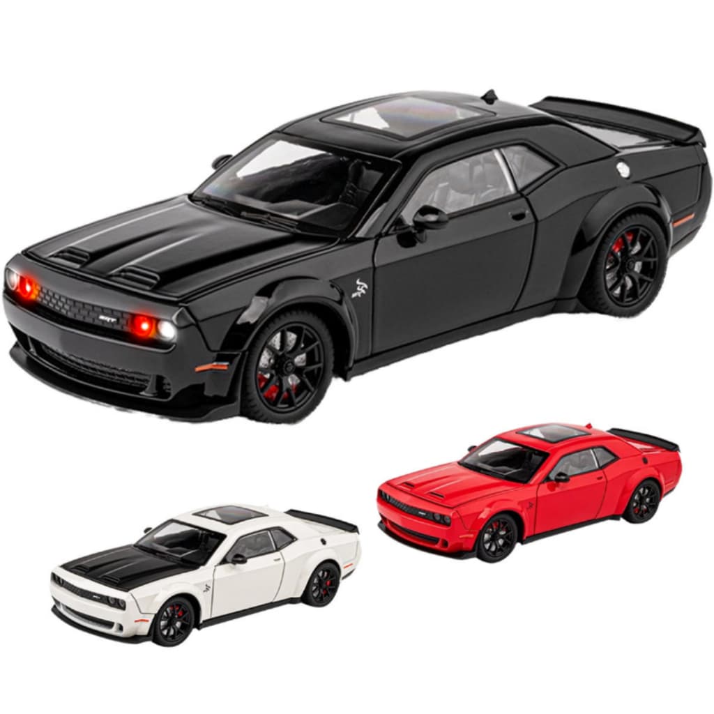 Miniatura Dodge Challenger SRT Sport Metal 1:24 Com Luz Som