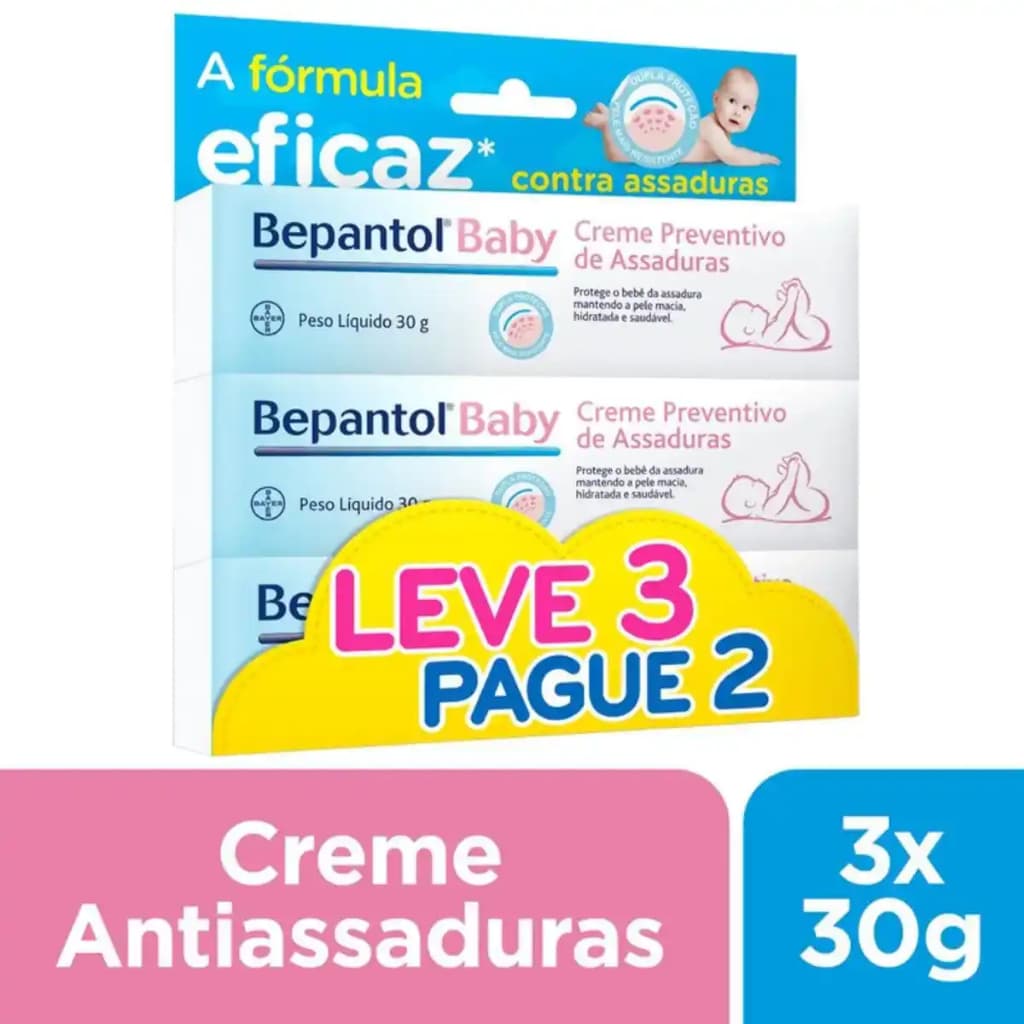 Kit 3 BEPANTOL BABY Pomada para Assadura e peles delicadas