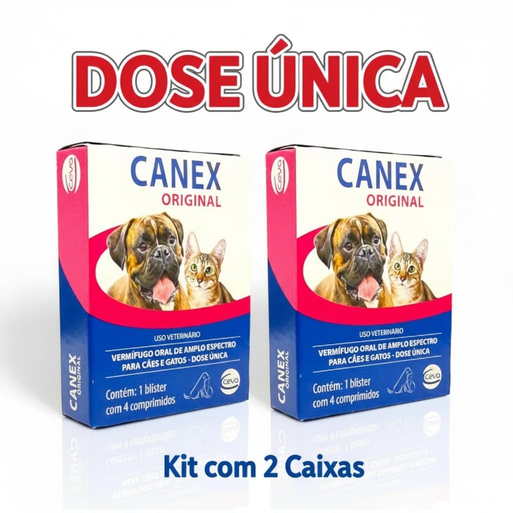 Canex Vermífugo para Cães e Gatos C/ 2 Caixas  - Proteção Contra Vermes Redondos, Uso Oral Fácil