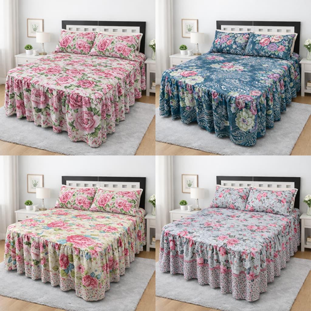 Kit 2 Colcha Casal Padrão 3 Peças Matelada 2,45x2,50m p/ Cama Box com Estampas Váriadas