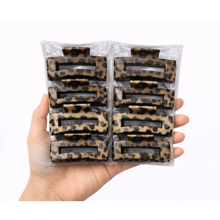 Presilha de cabelo garra grande feminina estilo blogueira estampa onça moderna