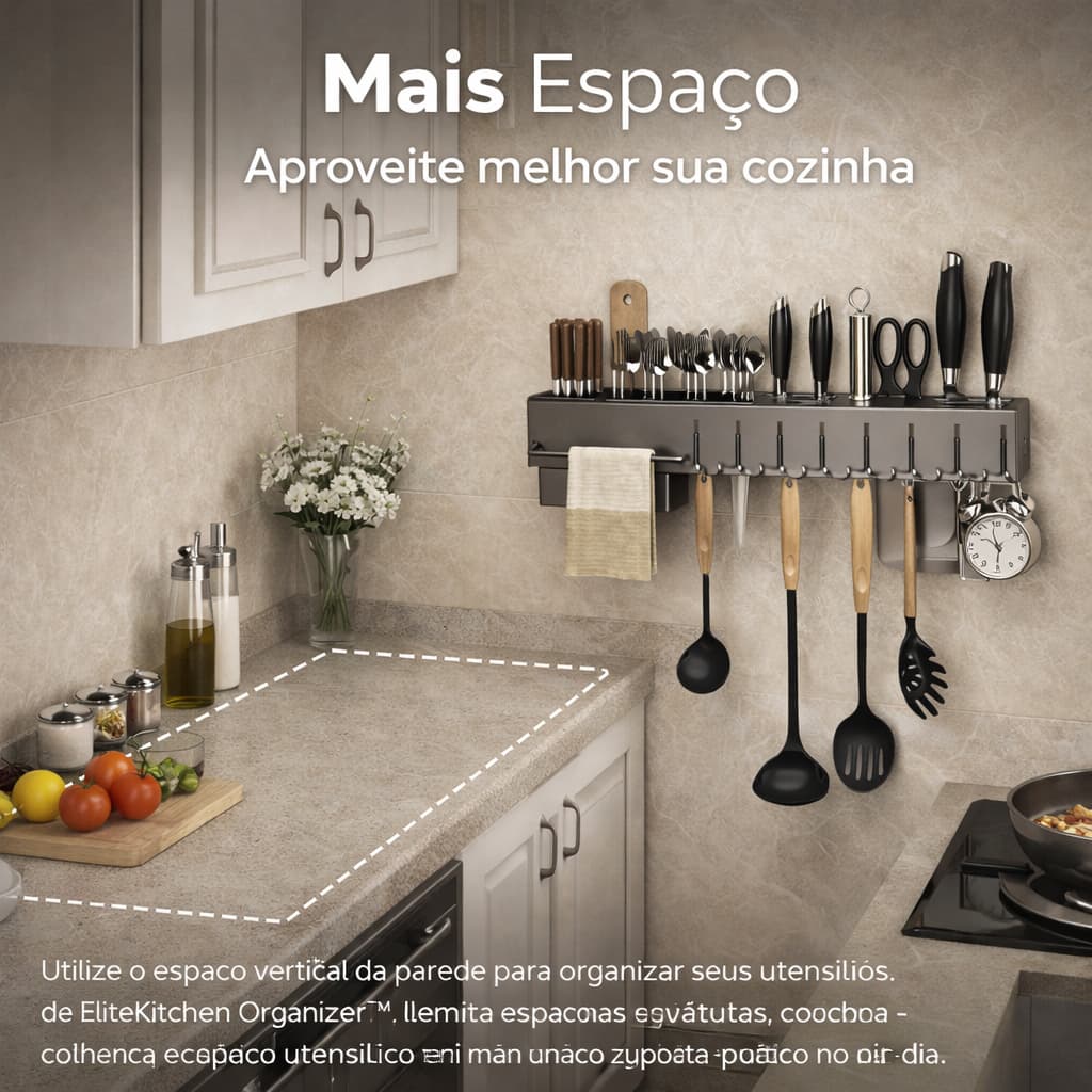 Suporte Utensílios Cozinha Parede 10 Ganchos Organizador Porta Talheres Rack Cozinha Moderno