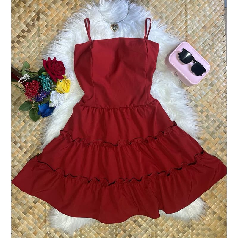 Vestido Curto Franzido de Alcinha