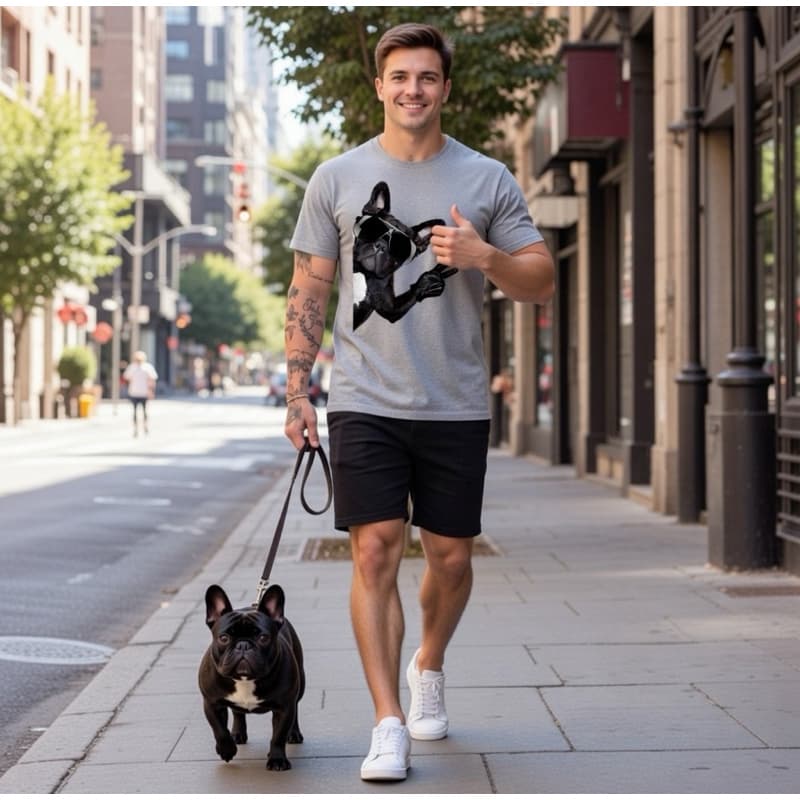 CAMISETA BULDOGUE BULLDOG FRANCÊS PET CACHORRO CINZA MASCULINA01