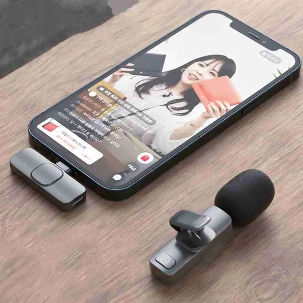 Microfone de Lapela Sem Fio Vlog Compatível iPhone