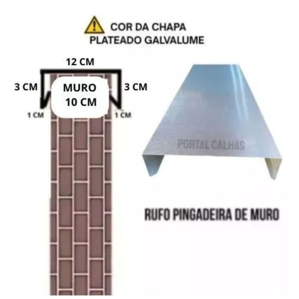 Kit 7 Mts Rufo Calha Pingadeira De Muro 10 CM Obras Chuva