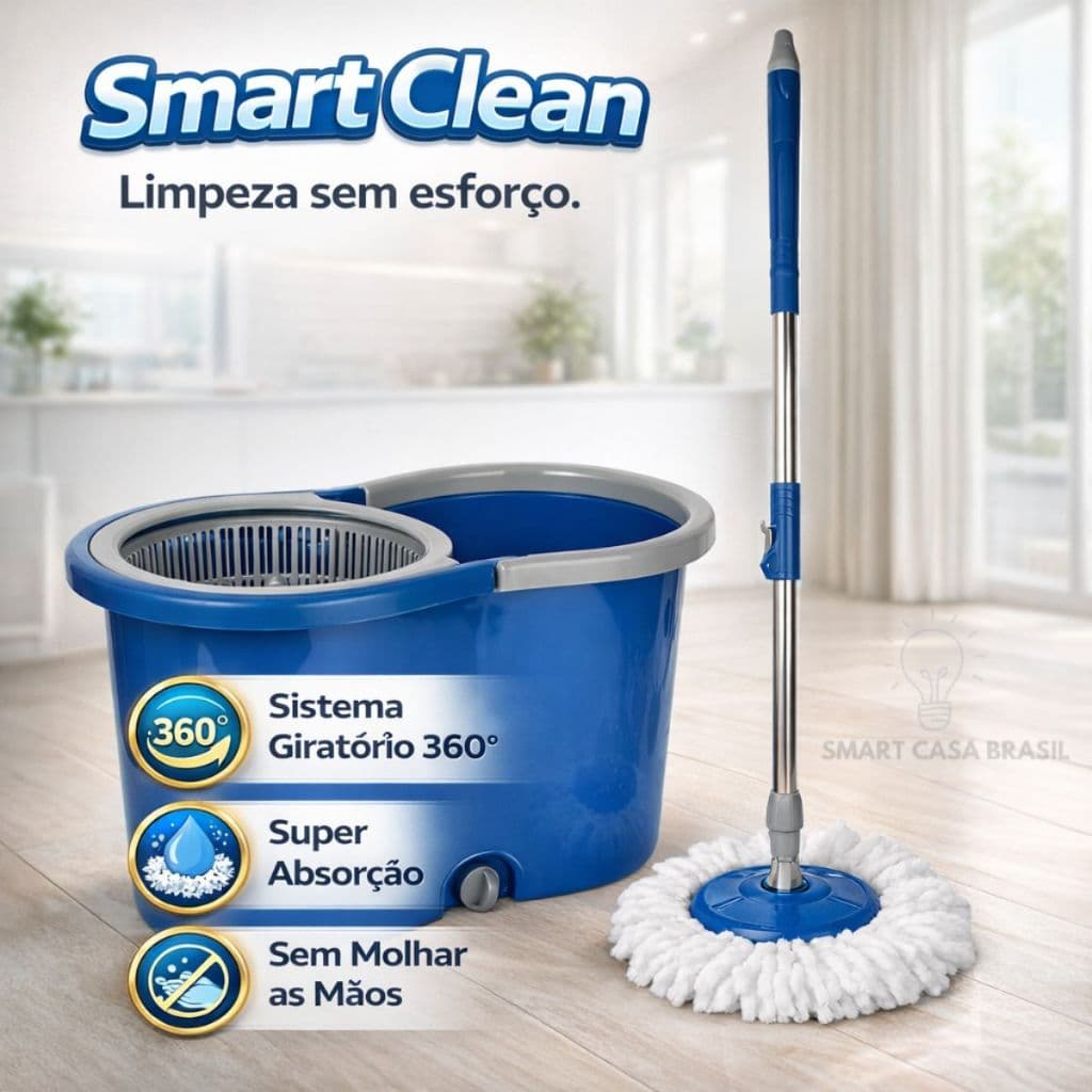 Mop Giratório 13L Balde de Limpeza Completo Esfregão 360 Graus Casa e Apartamento Cor Sortida