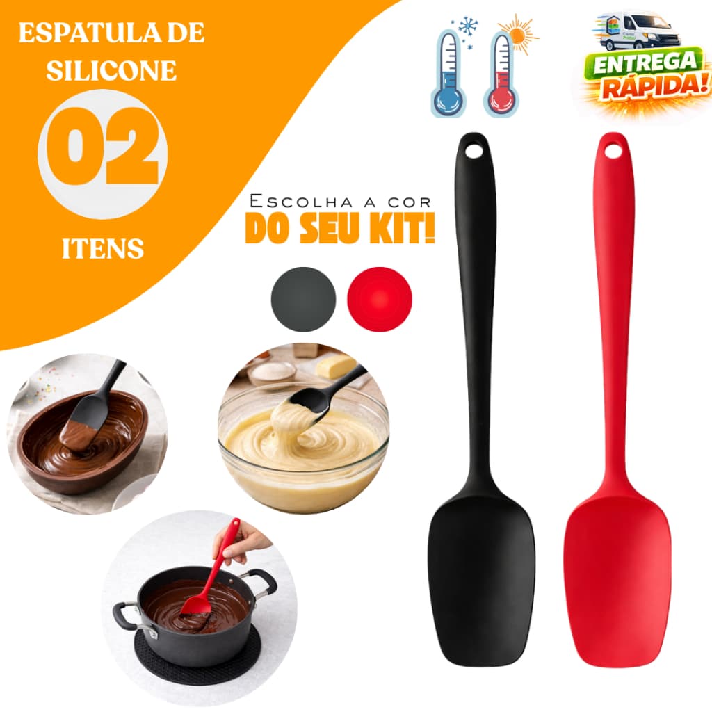 Kit Espatula Pão Duro Silicone Casa Cozinha Buffet Restaurante Confeitaria Páscoa Chocolate