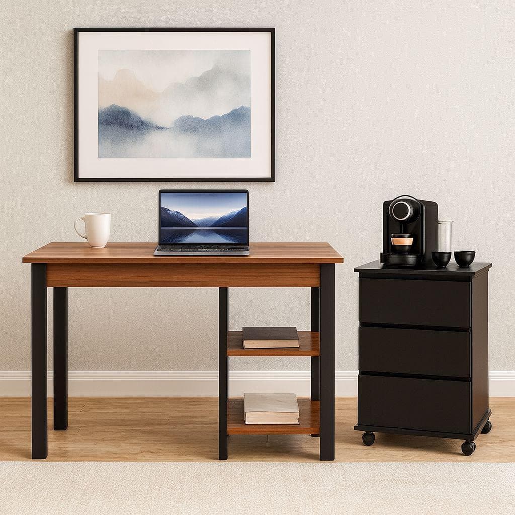 Kit Mesa Office De Escritório + Organizador Gaveteiro De Mesa 3 Gavetas Moderno