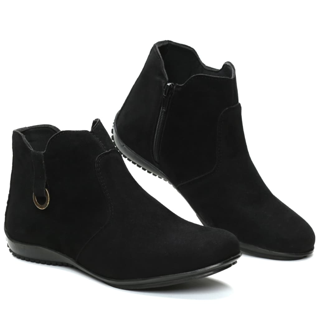 Bota Feminina em Camurça com Zíper Lateral | Super Confortável Macia Palmilha EVA - Envio Imediato