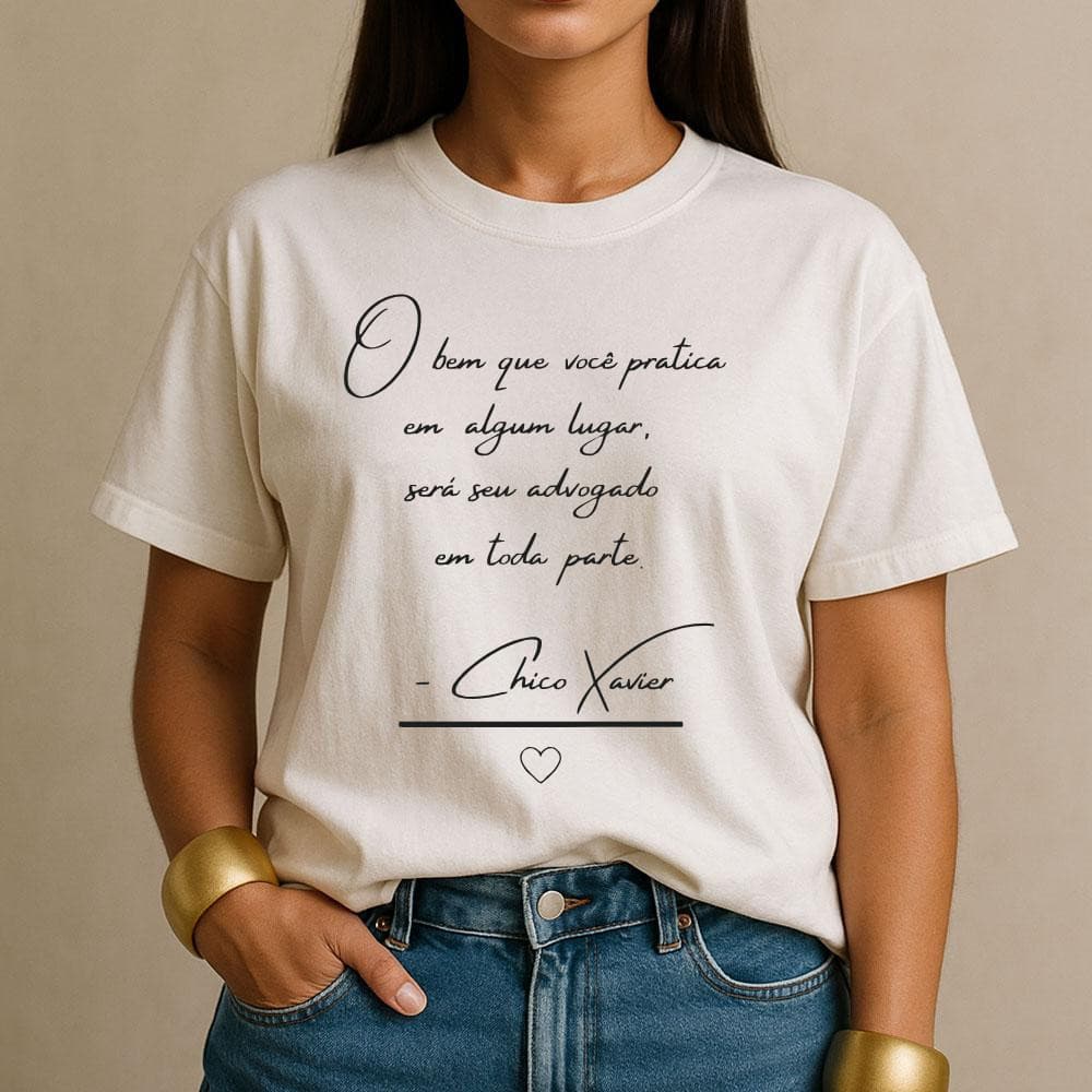 Camiseta Unissex Frase Chico Xavier Espirita Espiritismo Algodão Envio Imediato Qualidade Premium