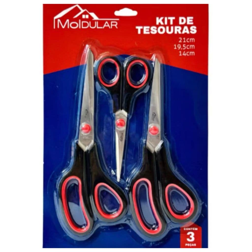 Kit 3 Tesouras Multifuncionais Profissionais Aço Inox Cozinha Costura Escritório Alta Qualidade