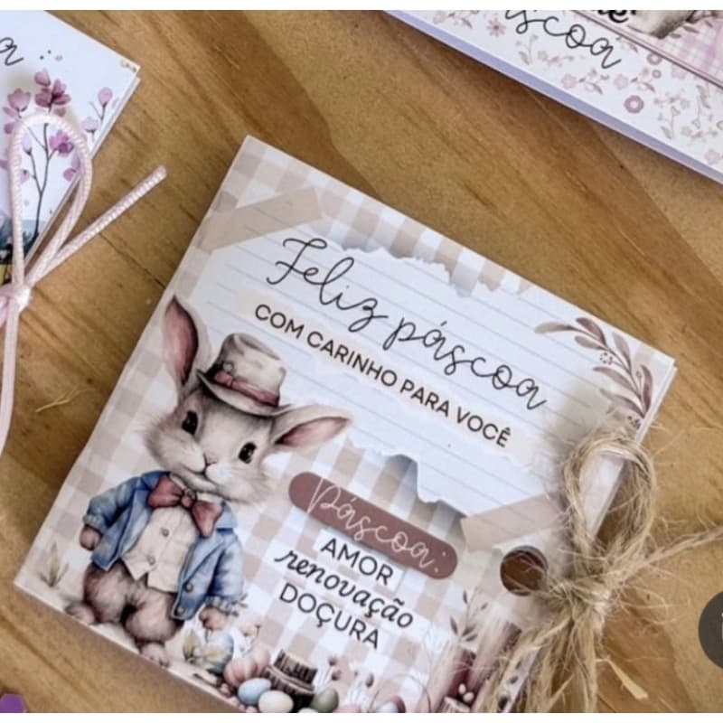 Lembrança de Páscoa - card com mini tablete de chocolate - kit 5 unidades