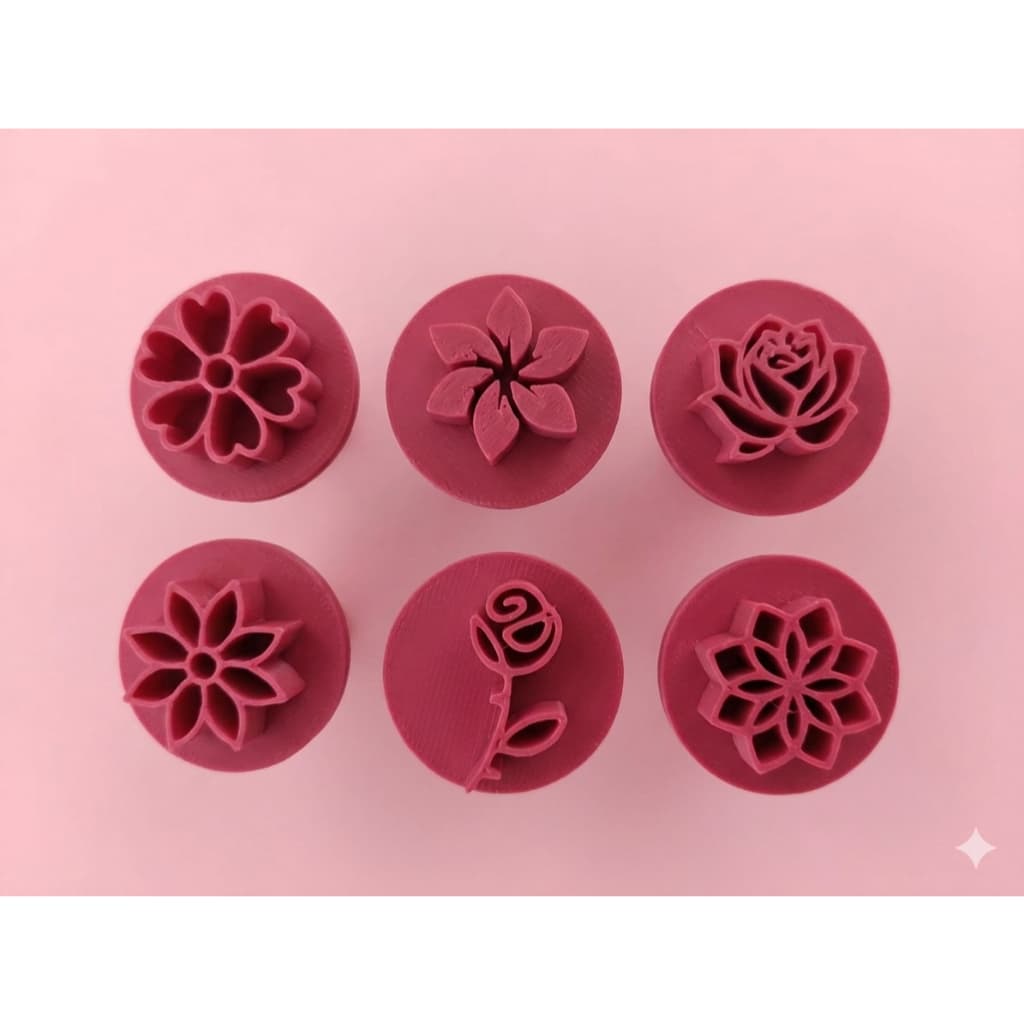 Kit 6 Carimbo Marcador Brigadeiro FLORES ROSA