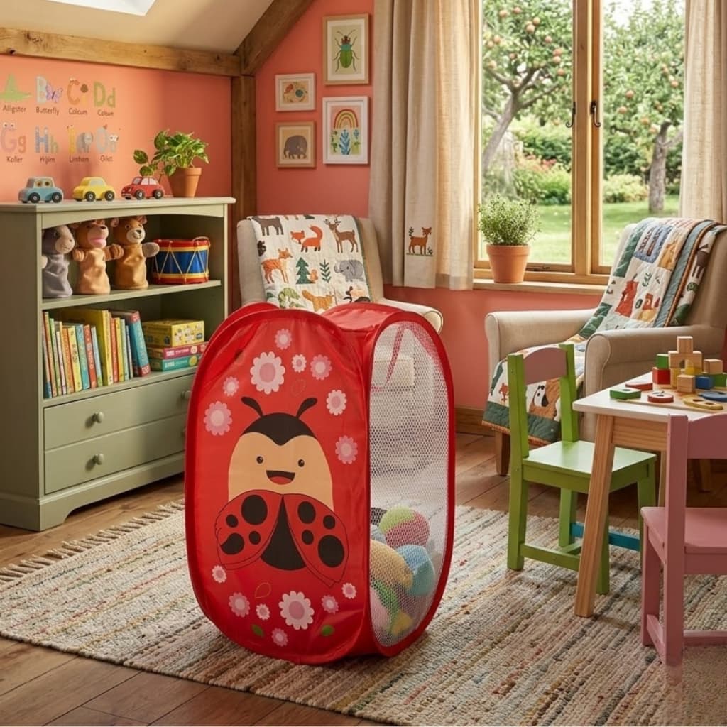 Cesto Organizador De Roupas Infantil Brinquedos Dobrável Transparente Com Alças